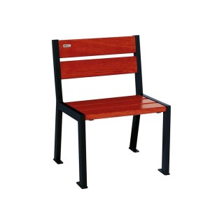 Fauteuil bois/acier Silaos 5 lames Procity, sans accoudoir, lg. 600 mm, fixation/platines - Acajou/Noir foncé