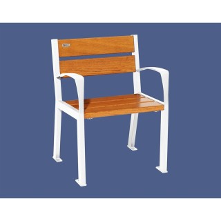 Fauteuil bois/acier Silaos 5 lames Procity, avec accoudoir, lg. 600 mm, fixation/platines - Chêne clair/Blanc pur