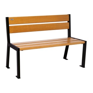 Banc bois/acier Silaos 5 lames Procity, sans accoudoir, lg. 1200 mm, fixation platines - Chêne clair/Noir foncé