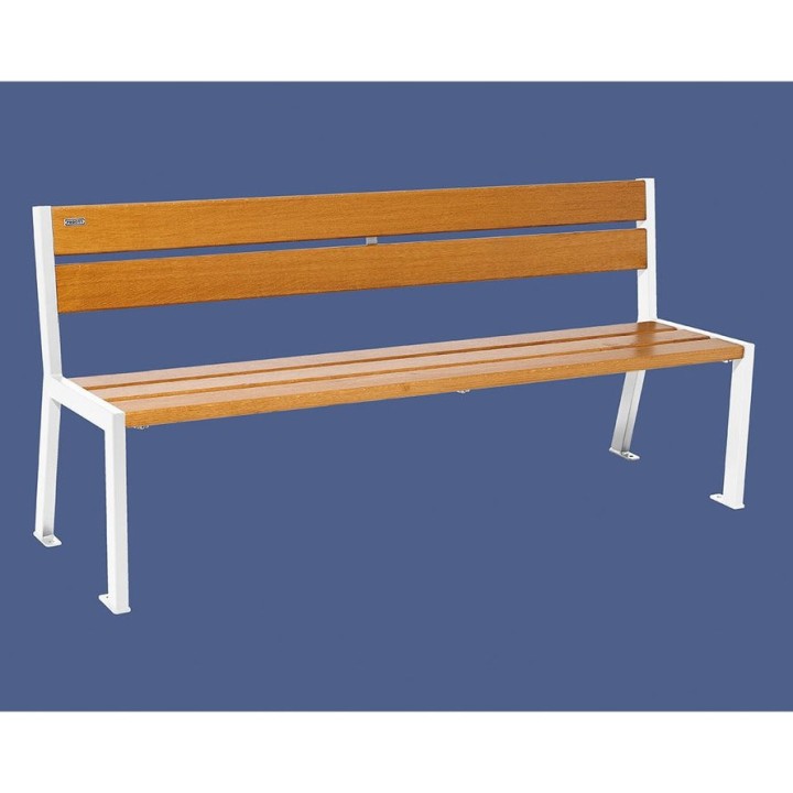 Banc bois/acier Silaos 5 lames Procity, sans accoudoir, lg. 1800 mm, fixation platines - Chêne clair/Blanc pur