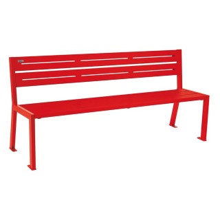 Banc acier Silaos 5 lames Procity, sans accoudoir, lg. 1800 mm, fixation platines - Rouge signalisation