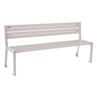 Banc acier Silaos 5 lames Procity, sans accoudoir, lg. 1800 mm, fixation platines - Gris soie