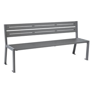 Banc acier Silaos 5 lames Procity, sans accoudoir, lg. 1800 mm, fixation platines - Gris Procity