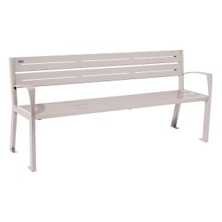 Banc acier Silaos 5 lames Procity, avec accoudoirs, lg. 1800 mm, fixation platines - Gris soie