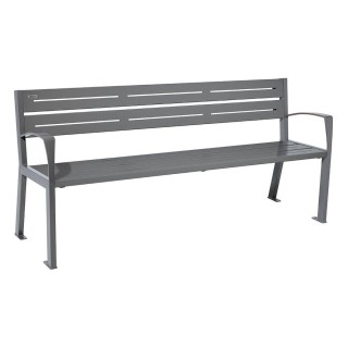 Banc acier Silaos 5 lames Procity, avec accoudoirs, lg. 1800 mm, fixation platines - Gris Procity
