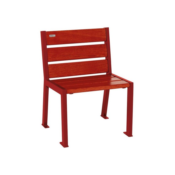 Fauteuil bois/acier Silaos 6 lames Procity, sans accoudoir, lg. 600 mm, fixation platines - Acajou/Rouge pourpre
