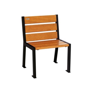 Fauteuil bois/acier Silaos 6 lames Procity, sans accoudoir, lg. 600 mm, fixation platines - Chêne clair/Noir foncé