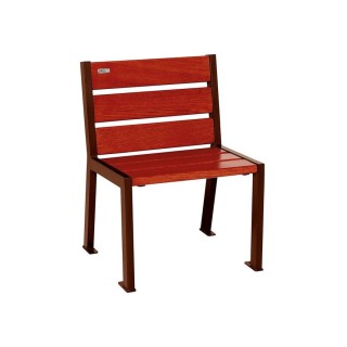 Fauteuil bois/acier Silaos 6 lames Procity, sans accoudoir, lg. 600 mm, fixation platines - Acajou/Aspect Corben