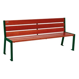 Banc bois/acier Silaos 6 lames Procity, sans accoudoir, lg. 1800 mm, fixation platines - Acajou/Vert mousse