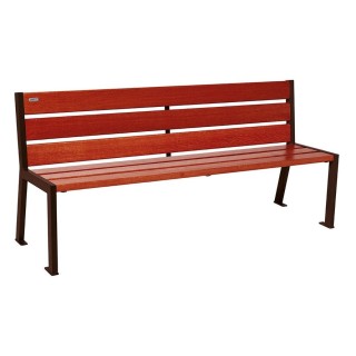 Banc bois/acier Silaos 6 lames Procity, sans accoudoir, lg. 1800 mm, fixation platines - Acajou/Brun chocolat