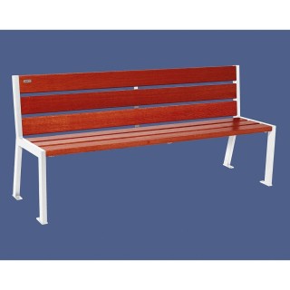 Banc bois/acier Silaos 6 lames Procity, sans accoudoir, lg. 1800 mm, fixation platines - Acajou/Blanc pure