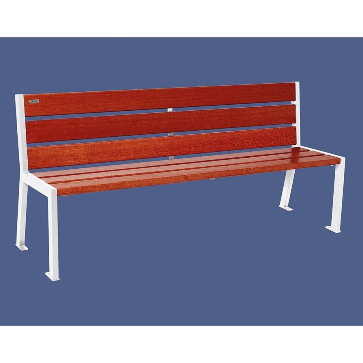 Banc bois/acier Silaos 6 lames Procity, sans accoudoir, lg. 1800 mm, fixation platines - Acajou/Blanc pure