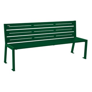 Banc acier Silaos 6 lames Procity, sans accoudoir, lg. 1800 mm, fixation platines - Vert mousse