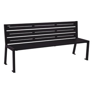 Banc acier Silaos 6 lames Procity, sans accoudoir, lg. 1800 mm, fixation platines - Noir foncé