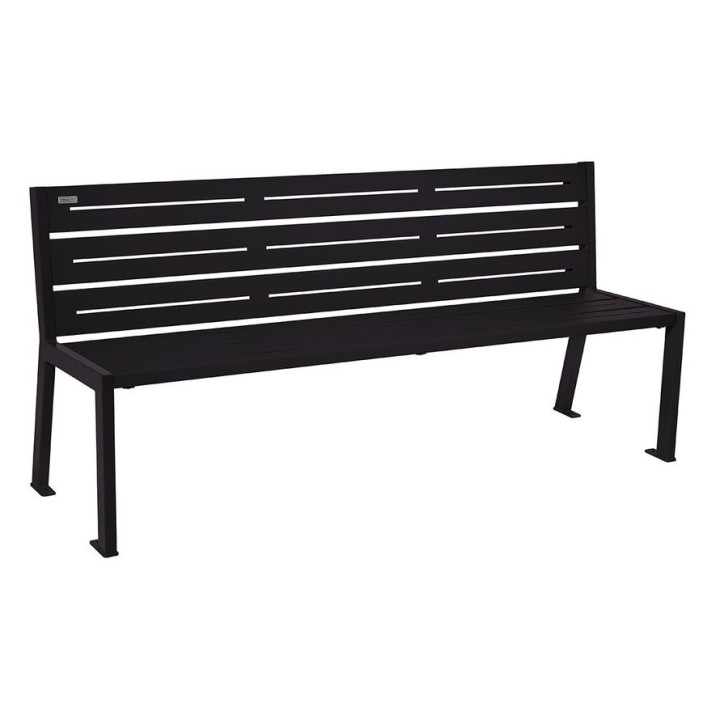 Banc acier Silaos 6 lames Procity, sans accoudoir, lg. 1800 mm, fixation platines - Noir foncé