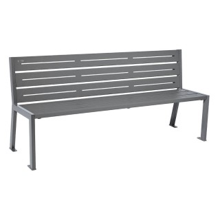 Banc acier Silaos 6 lames Procity, sans accoudoir, lg. 1800 mm, fixation platines - Gris Procity