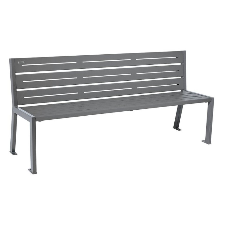 Banc acier Silaos 6 lames Procity, sans accoudoir, lg. 1800 mm, fixation platines - Gris Procity