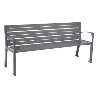 Banc acier Silaos 6 lames Procity, avec accoudoirs, lg. 1800 mm, fixation platines - Gris Procity