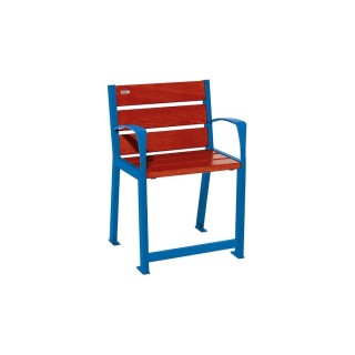 Fauteuil bois/acier Silaos spécial sénior Procity, 2 accoudoirs, lg. 600 mm, fixation platines - Acajou/Bleu gentiane