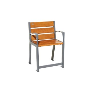 Fauteuil bois/acier Silaos spécial sénior Procity, 2 accoudoirs, lg. 600 mm, fixation platines - Chêne clair/Gris Procity