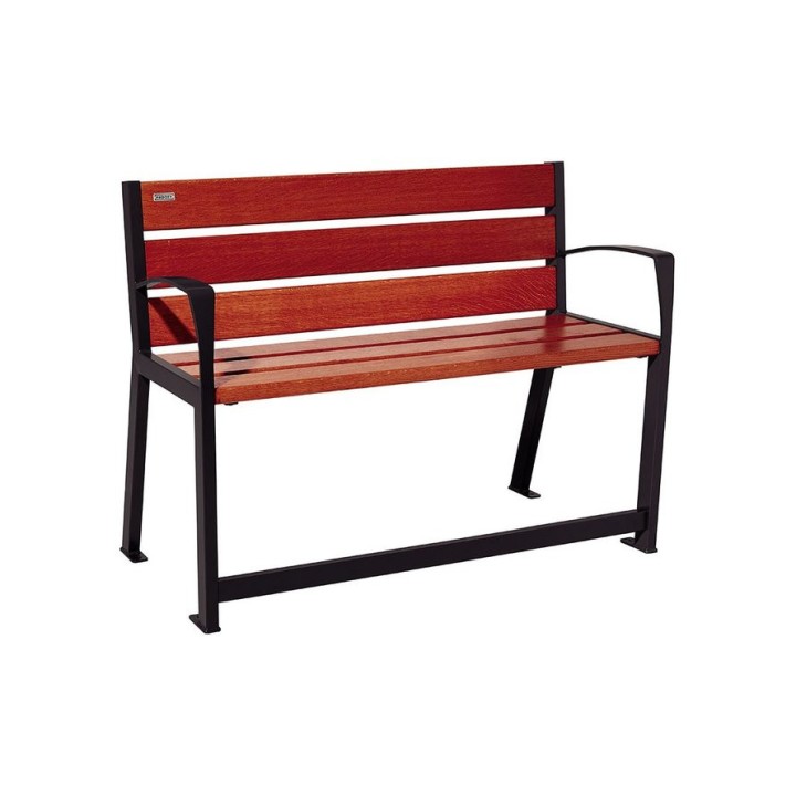 Banc bois/acier Silaos spécial sénior Procity, 2 accoudoirs, lg. 1200 mm, fixation platines - Acajou/Noir foncé