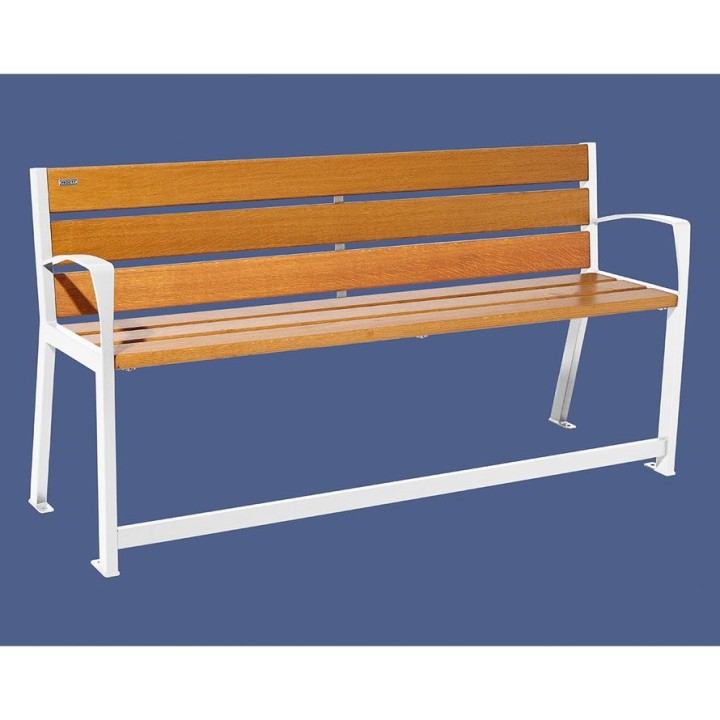 Banc bois/acier Silaos spécial sénior Procity, 2 accoudoirs, lg. 1800 mm, fixation platines - Chêne clair/Blanc pur
