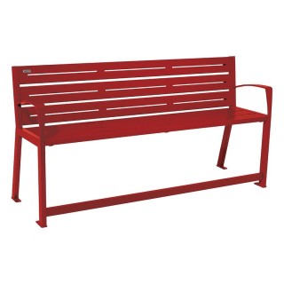 Banc acier Silaos spécial sénior Procity, 2 accoudoirs, lg. 1800 mm, fixation platines - Rouge pourpre