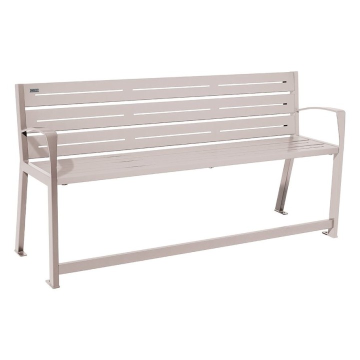 Banc acier Silaos spécial sénior Procity, 2 accoudoirs, lg. 1800 mm, fixation platines - Gris soie