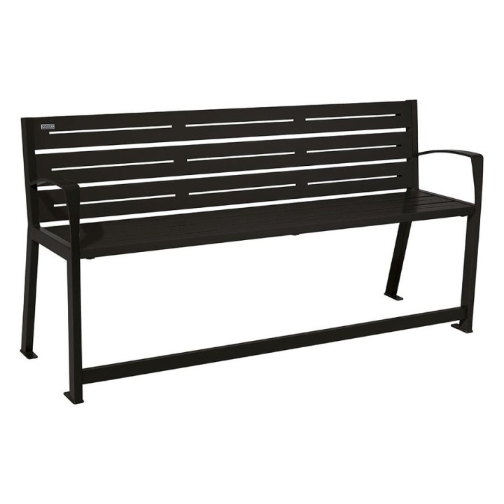 Banc acier Silaos spécial sénior Procity, 2 accoudoirs, lg. 1800 mm, fixation platines - Noir foncé