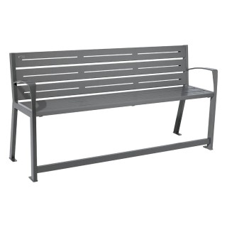 Banc acier Silaos spécial sénior Procity, 2 accoudoirs, lg. 1800 mm, fixation platines - Gris Procity