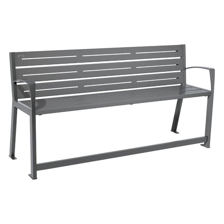 Banc acier Silaos spécial sénior Procity, 2 accoudoirs, lg. 1800 mm, fixation platines - Gris Procity