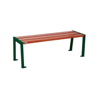 Banquette Silaos acier et bois Procity, lg. 1200 mm, peint/zinc, fixation platines - Acajou/Vert mousse
