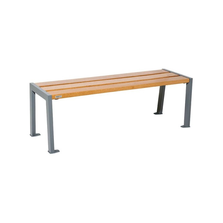 Banquette Silaos acier et bois Procity, lg. 1200 mm, peint/zinc, fixation platines - Chêne clair/Gris Procity
