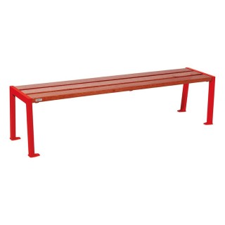 Banquette Silaos acier et bois Procity, lg. 1800 mm, peint/zinc, fixation platines - Acajou/Rouge signalisation