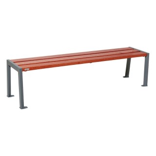 Banquette Silaos acier et bois Procity, lg. 1800 mm, peint/zinc, fixation platines - Acajou/Gris Procity