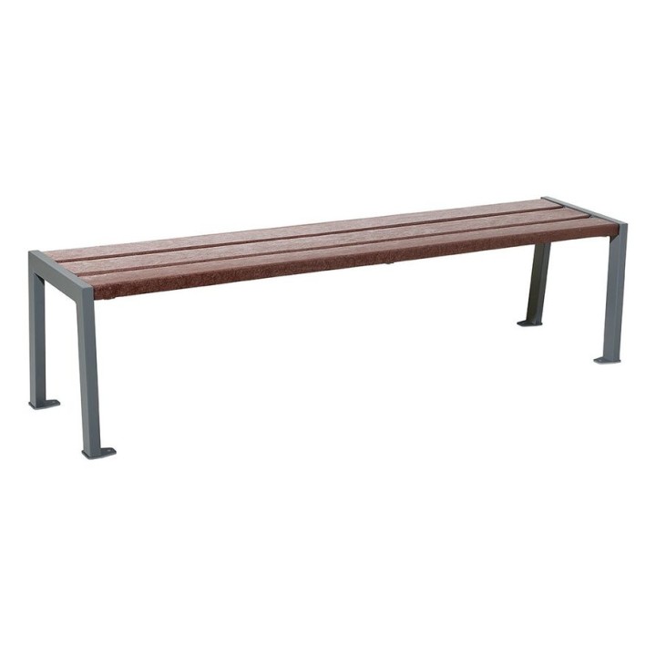 Banquette Silaos acier et plastique recyclé Procity, lg. 1800 mm, peint/zinc, fixation platines - Gris Procity