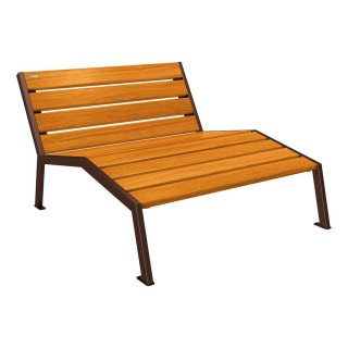 Chaise longue bois/acier Silaos Procity, 2 places, sans accoudoir, lg. 1200 mm, fixation platines - Chêne clair/Brun chocolat
