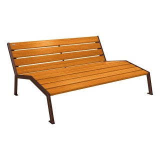 Chaise longue bois/acier Silaos Procity, 3 places, sans accoudoir, lg. 1800 mm, fixation platines - Chêne clair/Brun chocolat