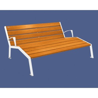 Chaise longue bois/acier Silaos Procity, 3 places, avec accoudoirs, lg. 1800 mm, fixation platines -Chêne clair/Blanc pur