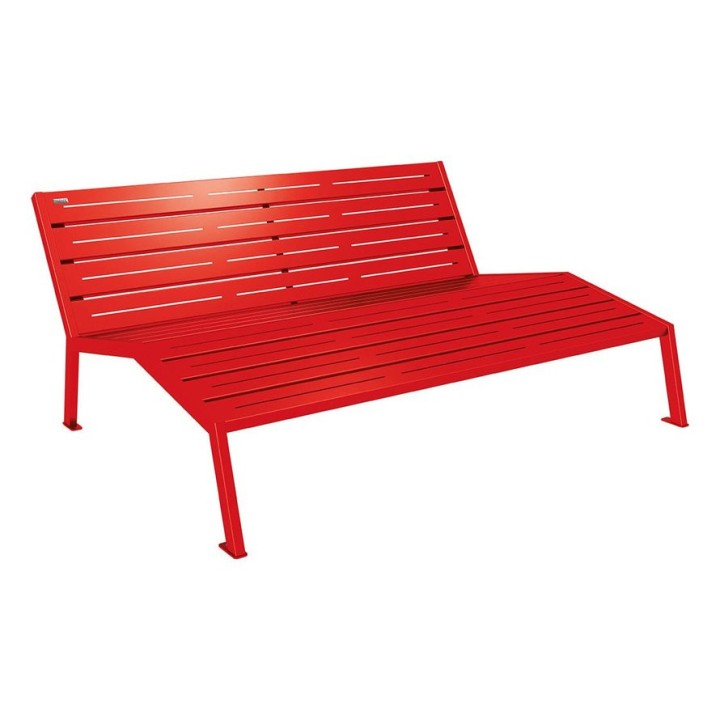 Chaise longue acier Silaos Procity, 3 places, sans accoudoir, lg. 1800 mm, fixation platines - Rouge signalisation