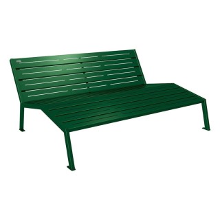 Chaise longue acier Silaos Procity, 3 places, sans accoudoir, lg. 1800 mm, fixation platines - Vert mousse