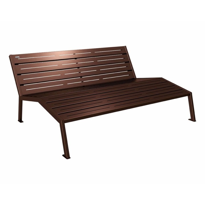 Chaise longue acier Silaos Procity, 3 places, sans accoudoir, lg. 1800 mm, fixation platines - Brun chocolat