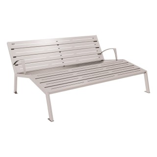 Chaise longue acier Silaos Procity, 3 places, avec accoudoirs, lg. 1800 mm, fixation platines - Gris soie