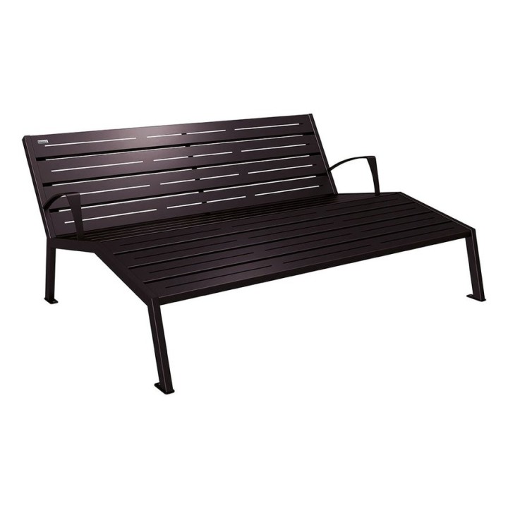 Chaise longue acier Silaos Procity, 3 places, avec accoudoirs, lg. 1800 mm, fixation platines - Noir foncé