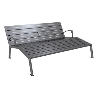 Chaise longue acier Silaos Procity, 3 places, avec accoudoirs, lg. 1800 mm, fixation platines - Gris Procity