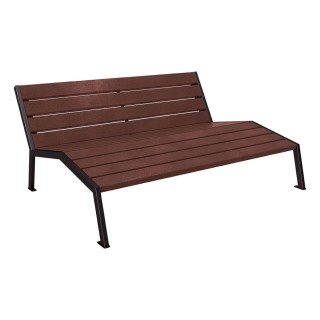 Chaise longue plastique recyclé/acier Silaos Procity, 3 places, sans accoudoir, lg. 1800 mm, fixation platines - Noir foncé
