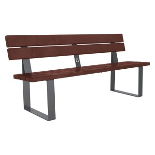 Banc plastique recyclé et acier Riga Procity, lg. 1800 mm, fixation platines - Gris Procity