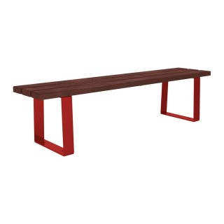 Banquette Riga acier et plastique recyclé Procity, lg. 1800 mm, fixation platines - Rouge pourpre