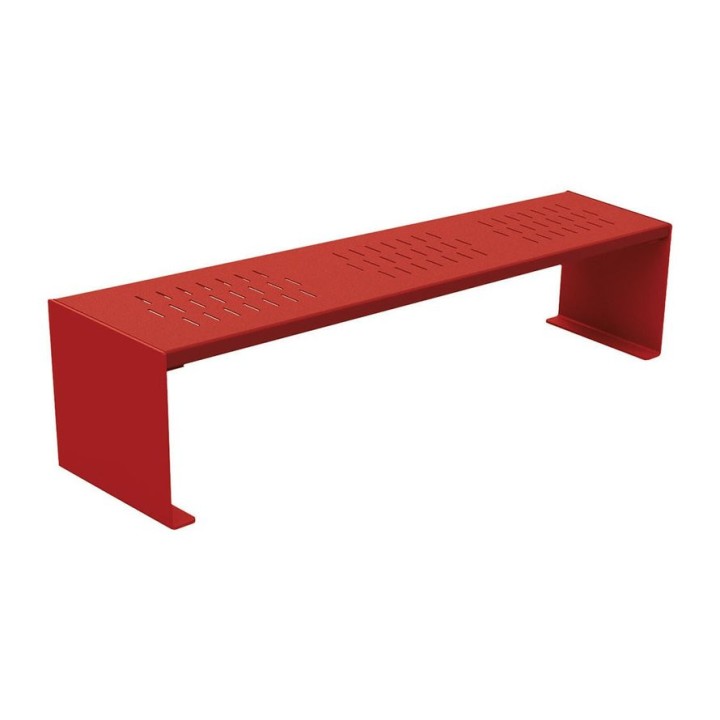 Banquette KUB. acier Procity, lg. 1800 mm, peint/galva, fixation tiges d'ancrage non fournies - Rouge pourpre