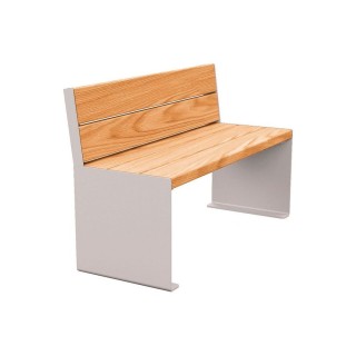 Banc bois/acier KUB. Procity, lg. 1200 mm, peint/galva, fixation tiges d'ancrage non fournies - Chêne clair/Gris soie